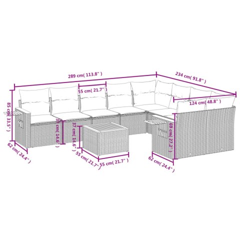 10-CZ. ZESTAW MEBLI OGRODOWYCH Z PODUSZKAMI BEŻOWY POLIRATTAN