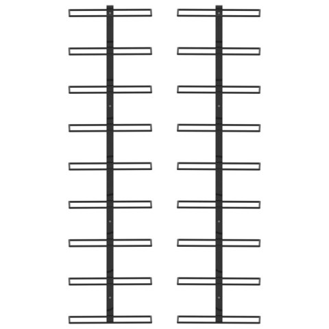 ŚCIENNE UCHWYTY NA 18 BUTELEK WINA 2 SZT. CZARNE ŻELAZNE