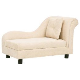 SOFA DLA PSA Z PODUSZKĄ KREMOWA 83X44X44CM PLUSZOWA