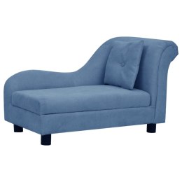 SOFA DLA PSA Z PODUSZKĄ NIEBIESKA 83X44X44CM PLUSZOWA