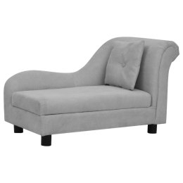 SOFA DLA PSA Z PODUSZKĄ SZARA 83X44X44CM PLUSZOWA