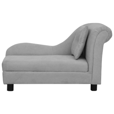 SOFA DLA PSA Z PODUSZKĄ SZARA 83X44X44CM PLUSZOWA