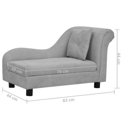 SOFA DLA PSA Z PODUSZKĄ SZARA 83X44X44CM PLUSZOWA