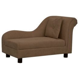 SOFA DLA PSA Z PODUSZKĄ BRĄZOWA 83X44X44CM PLUSZOWA