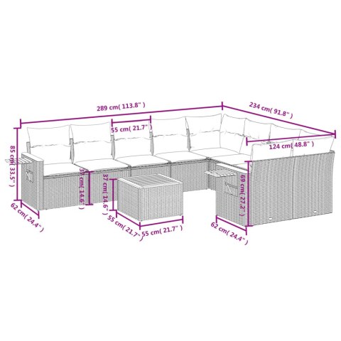 10-CZ. ZESTAW MEBLI OGRODOWYCH Z PODUSZKAMI BEŻOWY POLIRATTAN