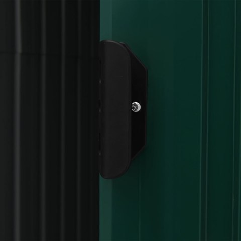 SZOPA OGRODOWA Z REGAŁEM ZIELONA 205X130X183CM ŻELAZNA