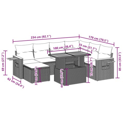 8-CZ. ZESTAW MEBLI OGRODOWYCH Z PODUSZKAMI BEŻOWY POLIRATTAN