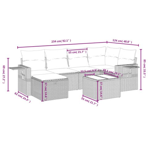 7-CZ. ZESTAW MEBLI OGRODOWYCH Z PODUSZKAMI MIESZANY BEŻ