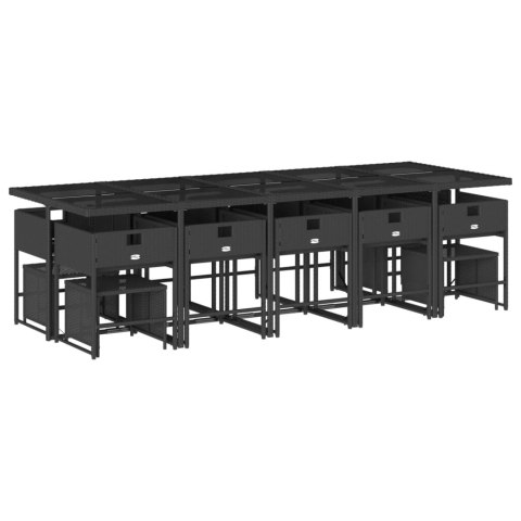 15-CZ. ZESTAW MEBLI OGRODOWYCH Z PODUSZKAMI CZARNY RATTAN PE