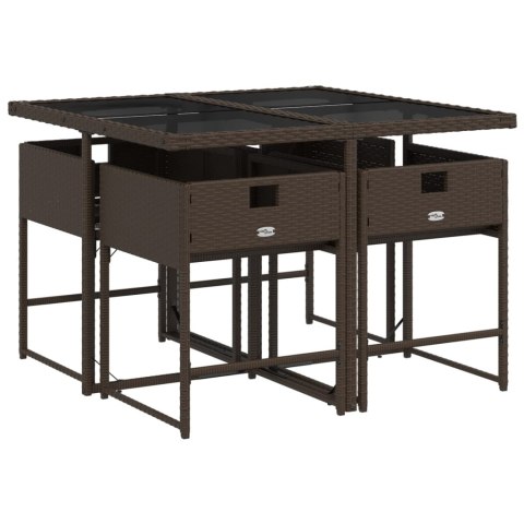 5-CZ. ZESTAW MEBLI OGRODOWYCH Z PODUSZKAMI BRĄZOWY POLIRATTAN