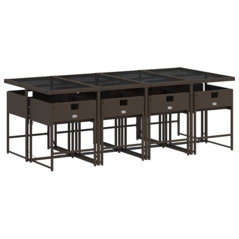 9-CZ. ZESTAW MEBLI OGRODOWYCH Z PODUSZKAMI BRĄZOWY RATTAN PE