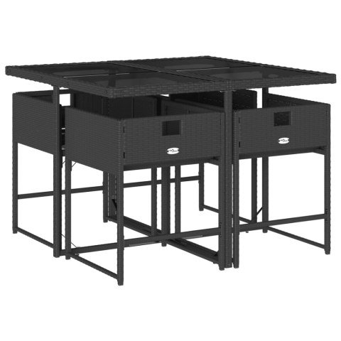 5-CZ. ZESTAW MEBLI OGRODOWYCH Z PODUSZKAMI CZARNY POLIRATTAN