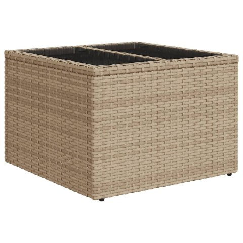 STÓŁ OGRODOWY ZE SZKLANYM BLATEM BEŻOWY 55X55X37CM RATTAN PE