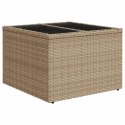 STÓŁ OGRODOWY ZE SZKLANYM BLATEM BEŻOWY 55X55X37CM RATTAN PE