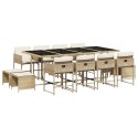 13-CZ. ZESTAW MEBLI OGRODOWYCH Z PODUSZKAMI BEŻOWY POLIRATTAN