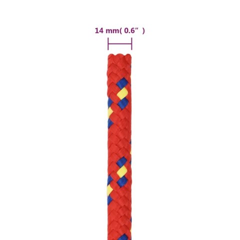 LINKA ŻEGLARSKA CZERWONA 14MM 25M POLIPROPYLEN