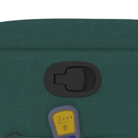 PODNOSZONY FOTEL MASUJĄCY ROZKŁADANY CIEMNOZIELONY TKANINA