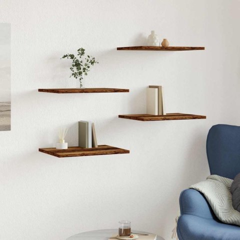 PÓŁKI NA KSIĄŻKI 4 SZT. STARE DREWNO 40X30X1,5CM