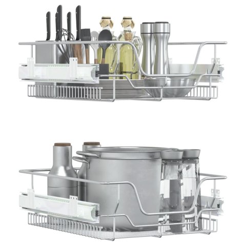 WYSUWANE KOSZE DRUCIANE 2 SZT. SREBRNE 45CM