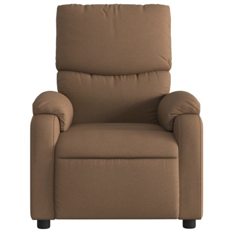 ELEKTRYCZNY FOTEL ROZKŁADANY BRĄZOWY OBITY TKANINĄ