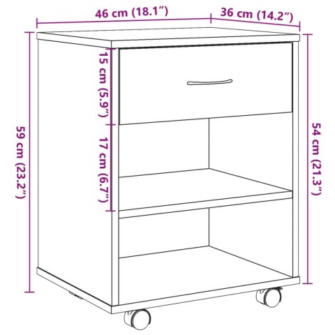 SZAFKA NA KÓŁKACH DĄB ARTISAN 46X36X59CM