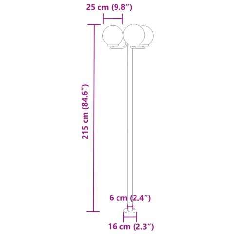 LAMPY OGRODOWE 3 SZT STOJĄCE SREBRNE 215CM STAL NIERDZEWNA