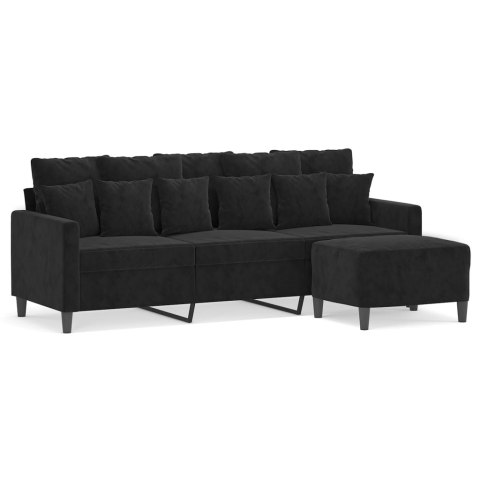 3-OSOBOWA SOFA Z PODNÓŻKIEM CZARNA 180CM AKSAMIT