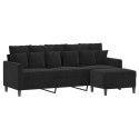 3-OSOBOWA SOFA Z PODNÓŻKIEM CZARNA 180CM AKSAMIT