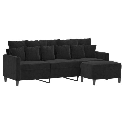 3-OSOBOWA SOFA Z PODNÓŻKIEM CZARNA 180CM AKSAMIT