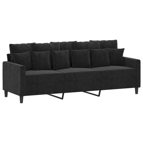 3-OSOBOWA SOFA Z PODNÓŻKIEM CZARNA 180CM AKSAMIT