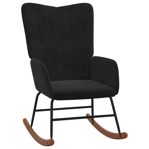 FOTEL BUJANY Z PODNÓŻKIEM CZARNY OBITY AKSAMITEM