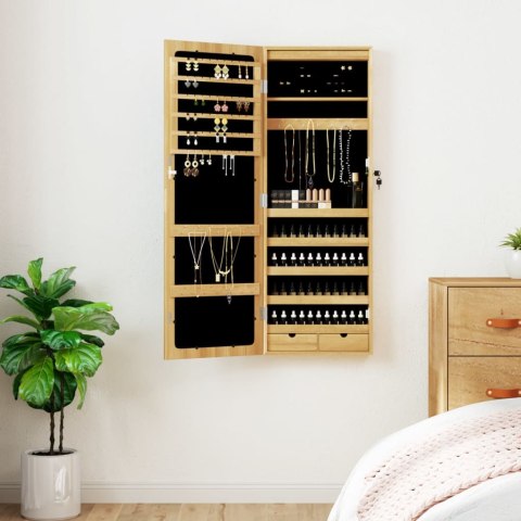 SZAFKA ŚCIENNA NA BIŻUTERIĘ Z LUSTREM I OŚWIETLENIEM LED