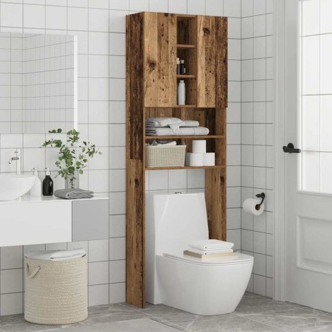 SZAFKA ŁAZIENKOWA NA PRALKĘ STARE DREWNO 64X25,5X190CM