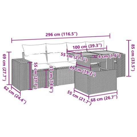 5-CZ. ZESTAW WYPOCZYNKOWY DO OGRODU PODUSZKI CZARNY RATTAN PE