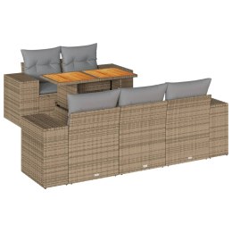6-CZ. ZESTAW MEBLI OGRODOWYCH Z PODUSZKAMI BEŻOWY POLIRATTAN