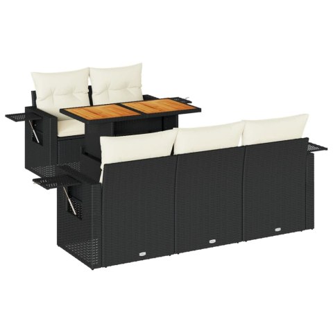 6-CZ. ZESTAW MEBLI OGRODOWYCH Z PODUSZKAMI CZARNY POLIRATTAN