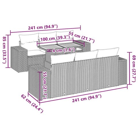 7-CZ. ZESTAW WYPOCZYNKOWY DO OGRODU Z PODUSZKAMI BEŻOWY