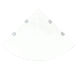 PÓŁKI NAROŻNE 2 SZT. CHROMOWANE WSPORNIKI SZKŁO 45X45CM