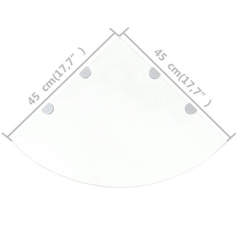 PÓŁKI NAROŻNE 2 SZT. CHROMOWANE WSPORNIKI SZKŁO 45X45CM