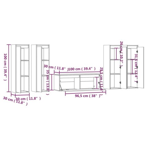 SZAFKI POD TV 5 SZT. LITE DREWNO SOSNOWE
