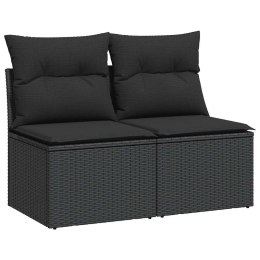 2-CZ. SOFA OGRODOWA Z PODUSZKAMI CZARNY RATTAN PE I AKACJA
