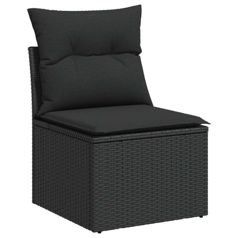 2-CZ. SOFA OGRODOWA Z PODUSZKAMI CZARNY RATTAN PE I AKACJA