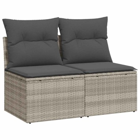 2-CZ SOFA OGRODOWA Z PODUSZKAMI JASNOSZARY RATTAN PE I AKACJA