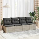 2-CZ SOFA OGRODOWA Z PODUSZKAMI JASNOSZARY RATTAN PE I AKACJA