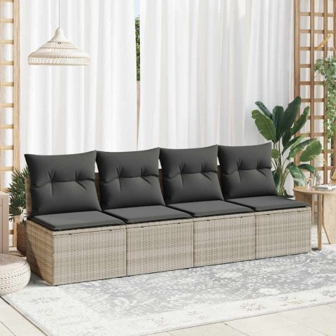 2-CZ SOFA OGRODOWA Z PODUSZKAMI JASNOSZARY RATTAN PE I AKACJA