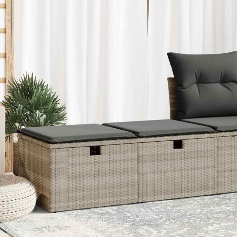 2-CZ SOFA OGRODOWA Z PODUSZKAMI JASNOSZARY RATTAN PE I AKACJA