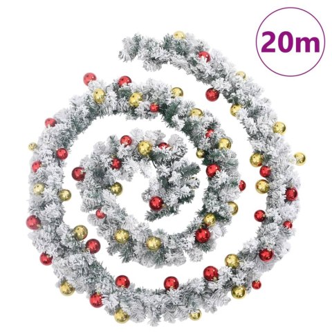 ŚWIĄTECZNA GIRLANDA Z BOMBKAMI I ŚWIATŁAMI LED ZIELONA 20M