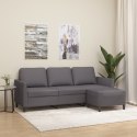 3-OSOBOWA SOFA Z PODNÓŻKIEM SZARY 180CM SZTUCZNA SKÓRA