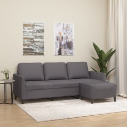 3-OSOBOWA SOFA Z PODNÓŻKIEM SZARY 180CM SZTUCZNA SKÓRA