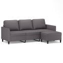 3-OSOBOWA SOFA Z PODNÓŻKIEM SZARY 180CM SZTUCZNA SKÓRA